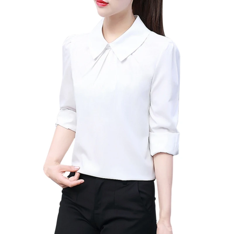 Women Tops Blouses Shirts New Fashion Top Femme Turn-Down Collar Long Sleeve White Blouse