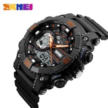 

New Sports Watches Men SKMEI Brand Dual Time Zone LED Quartz Watch Men Waterproof Alarm Chronograph Digital Wristwatches