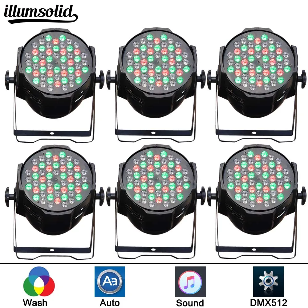 

6lot DJ Par Light 185W RGB Full Color Wash Light Sound DMX512 Controlled LED Stage Light for Wedding Birthday Christmas Party