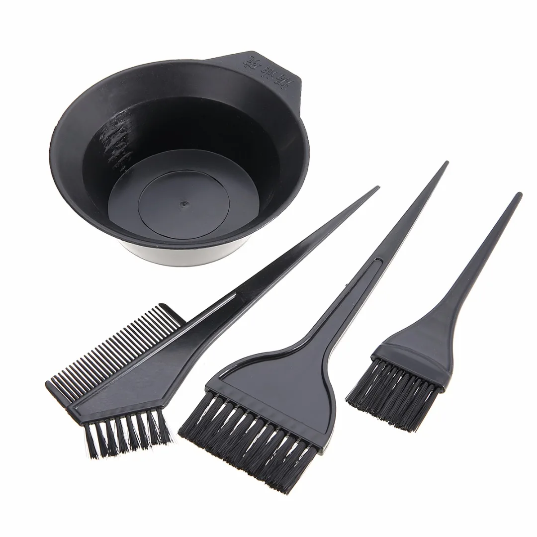 1set Professional Hair Color Dye Brushes Set Black High Quality Bleach Bowl Brush Set For Salon Kit Tint Tool