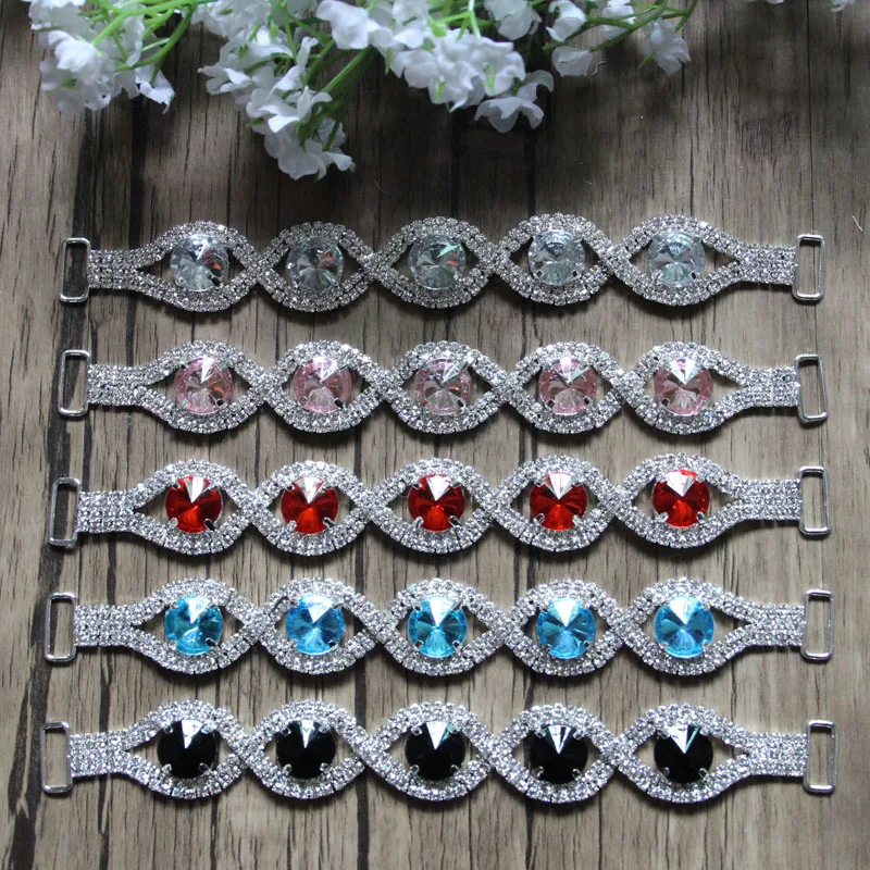 

Free Shipping 20pcs/lot 6.5'' Rhinestone Connector Shoe Buckle Apparel Buckle Bikini Connector Headband Connector LSRC011