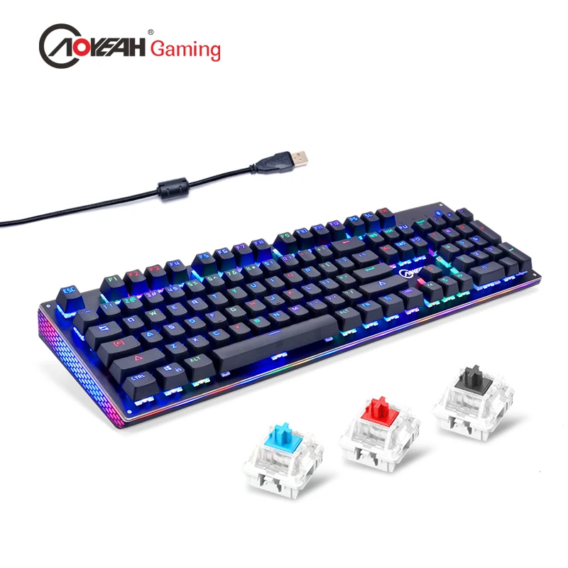 CK104 RGB Mechanical Anti-ghosting Anti-skid 104keys Backlight Egonormic Wired USB Water&amp Dust Proof Gaming Keyboard PC Gamer |