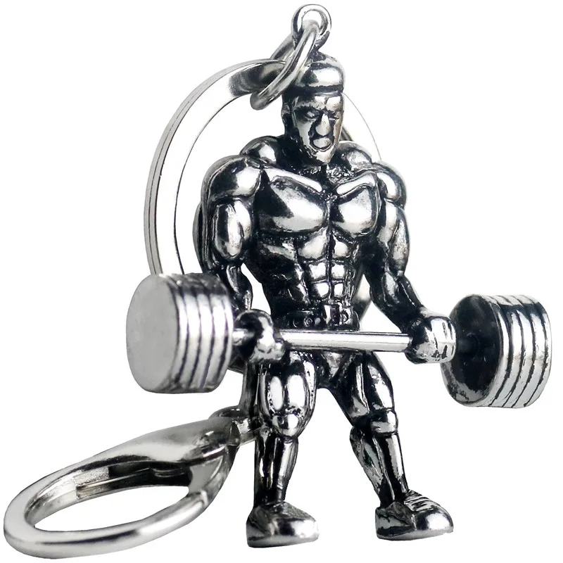 Weightlifting Dumbbell Keychain Strong Man Fitness For Male Car font b Wallet b font Dangle Lobster