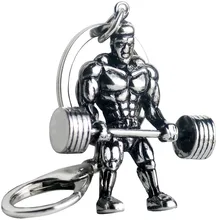 Weightlifting Dumbbell Keychain Strong Man Fitness For Male Car font b Wallet b font Dangle Lobster