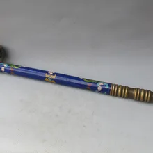 Редкий Старый китайский Цин-династии перегородчатая труба, 42 см длиной