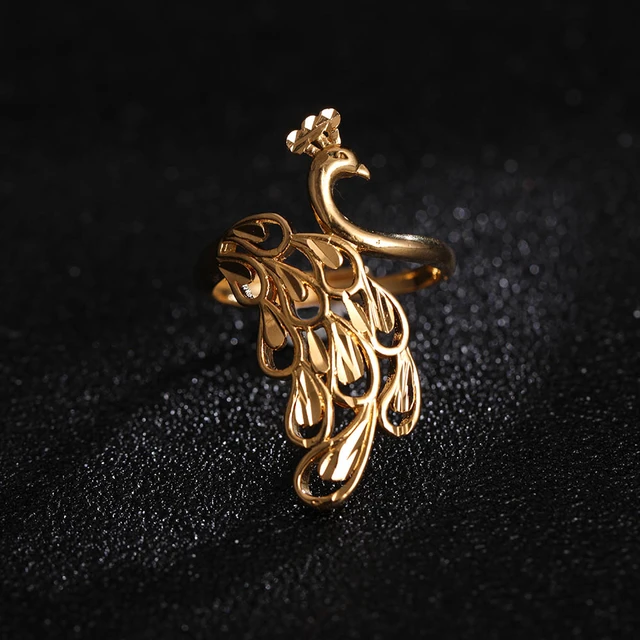 14K Real Yellow Gold Peacock Ring / Peacock Ring / Gift / Gift for Her /  Animal Ring / Heavue - Etsy