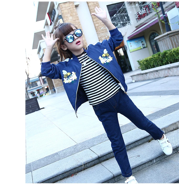 Girls Bomber Jackets Spring Embroidery Floral Nylon Jacket Kids Red Coat For Girls Casual Children Outerwear Embroidery Honeybee HTB1vptjQXXXXXbpaFXXq6xXFXXXJ - Girls Bomber Jackets Spring Embroidery Floral Nylon Jacket Kids Red Coat For Girls Casual Children Outerwear Embroidery Honeybee
