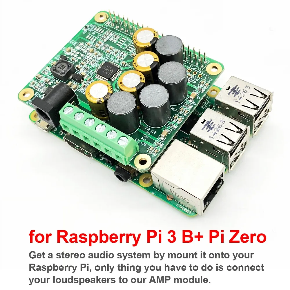 RPI HiFi AMP HAT 25 Вт усилитель мощности класса D TAS5713 Аудио Звуковая карта Плата