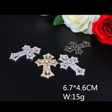 Классический горный хрусталь аппликация Блестящий крест кристалл аппликация с камнем Серебристая аппликация из горного хрусталя для Иисуса вечерние платья