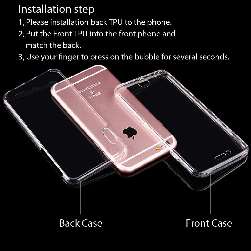 Для iphone 11 6 6S 8 7 Plus se 5S 5 X XR XS 11Pro MAX полный корпус 360 градусов защитный мягкий силиконовый прозрачный противоударный чехол из ТПУ