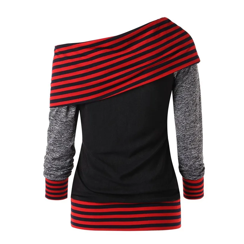 Running T-Shirts Women Blouse Striped sweater stitching scarf collar button top women's sweater Fitness long sleeve sportswear (6)