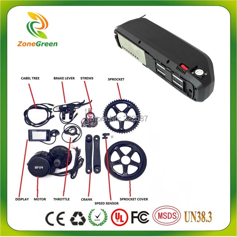 48V 750W Bafang mid drive Электродвигатель с 14Ah Li Ion New Hailong USB для Panasonic или Sanyo ebike комплекты