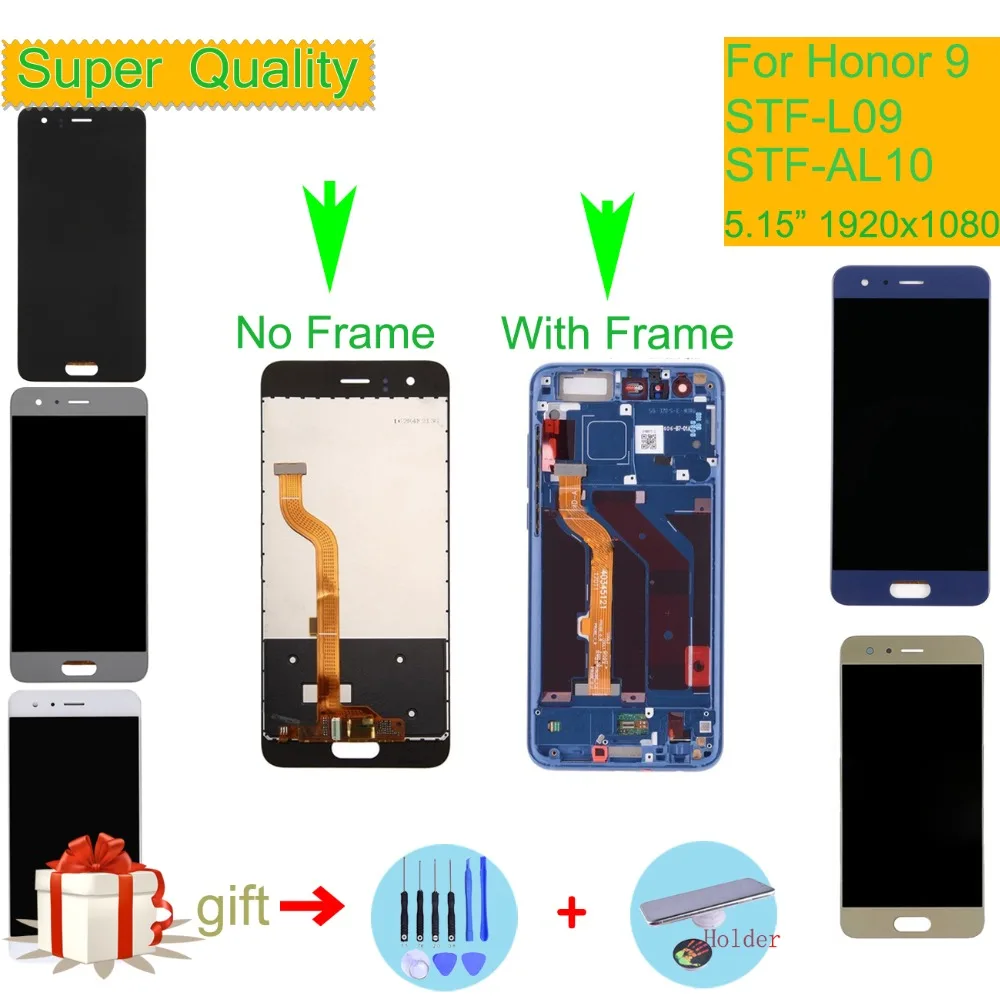 

ORIGINAL LCD For HUAWEI Honor 9 LCD Display Touch Screen Digitizer with Frame STF-L09 STF-AL10 STF-AL00 STF-TL10 LCD Assembly