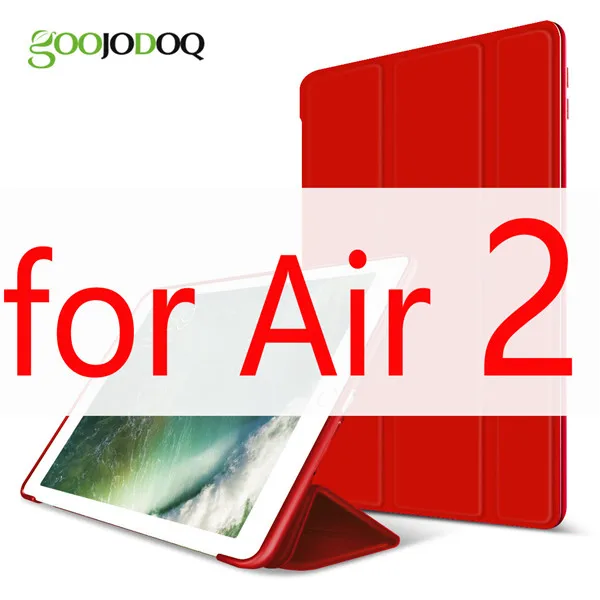 Для iPad Air Чехол Air 2 Air 1 Funda силиконовый мягкий задний Тонкий чехол из искусственной кожи для Apple iPad Air 1 2 5 6 Чехол TriFold Stand Smart Cover - Цвет: Red 2