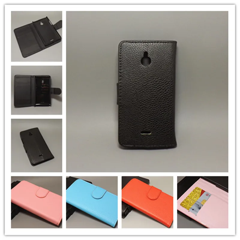 

For Nokia X2 X2 Dual SIM X2DS Lichi Texture Leather Case Pouch Flip case with 2 Card Holder and pouch slot