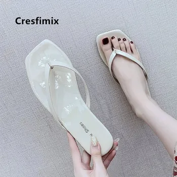 

Cresfimix Women Fashion High Quality White Flip Flops Lady Casual Street Flip Flops Female Green Flip Flops Femmes Tongs C5271
