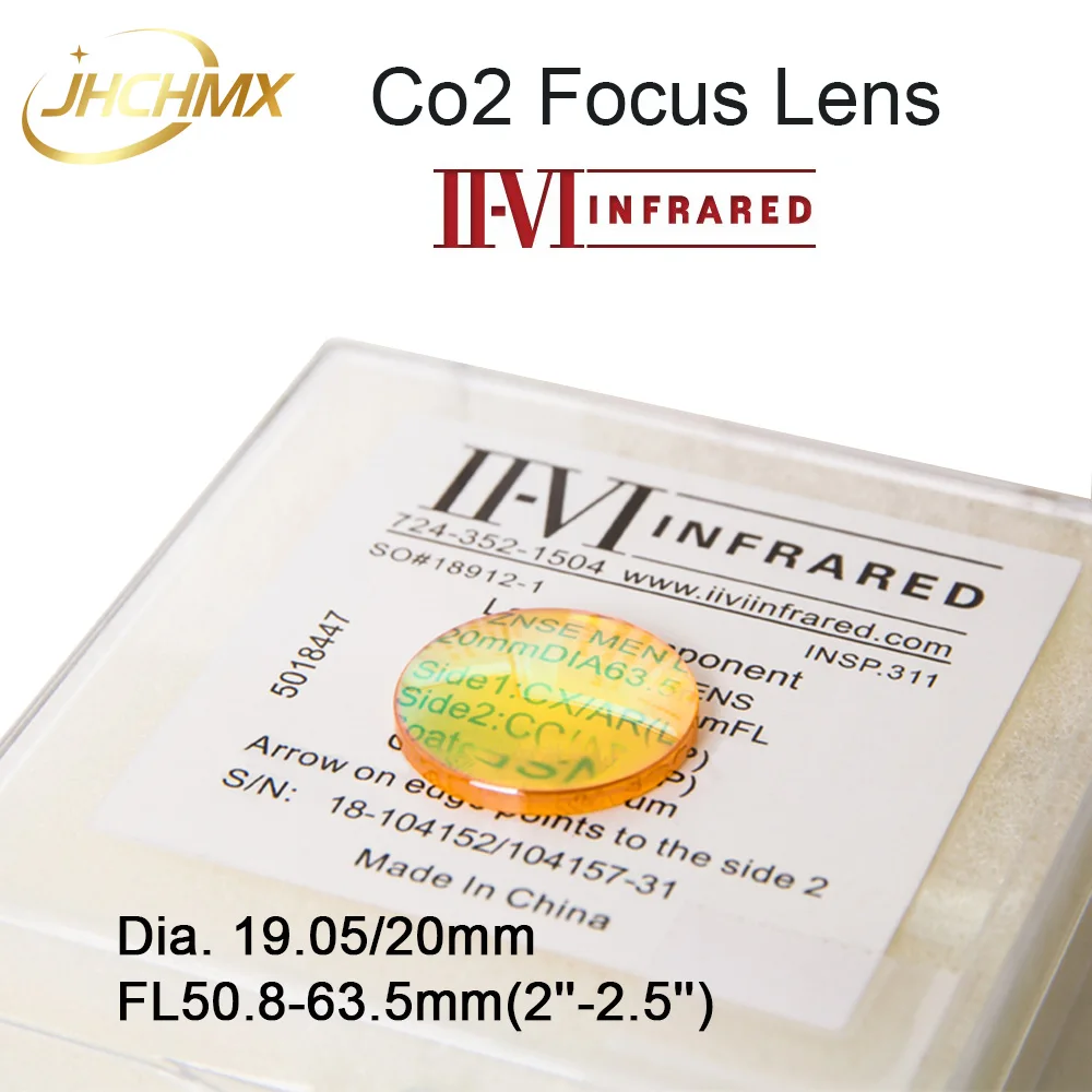 

JHCHMX High Quality 5pcs II-VI USA ZnSe Focus Lens Dia.19.05/20mm FL.50.8-63.5mm 2-2.5" for CO2 Laser Engraving Cutting Machine