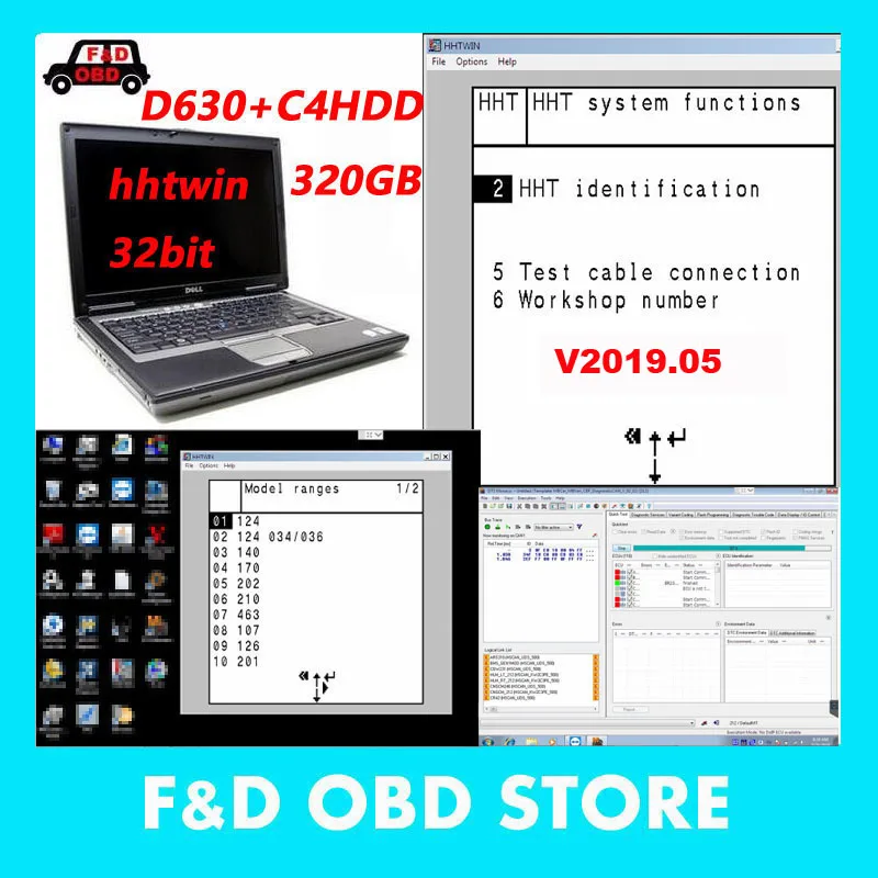 

D630 laptop+2019/05V hht win32 bit hdd for MB STAR C4/C5 SD CONNECT WIFI diagnostic tool sd c4 c5 c6 support MB XEN-TRY SD C4 C5
