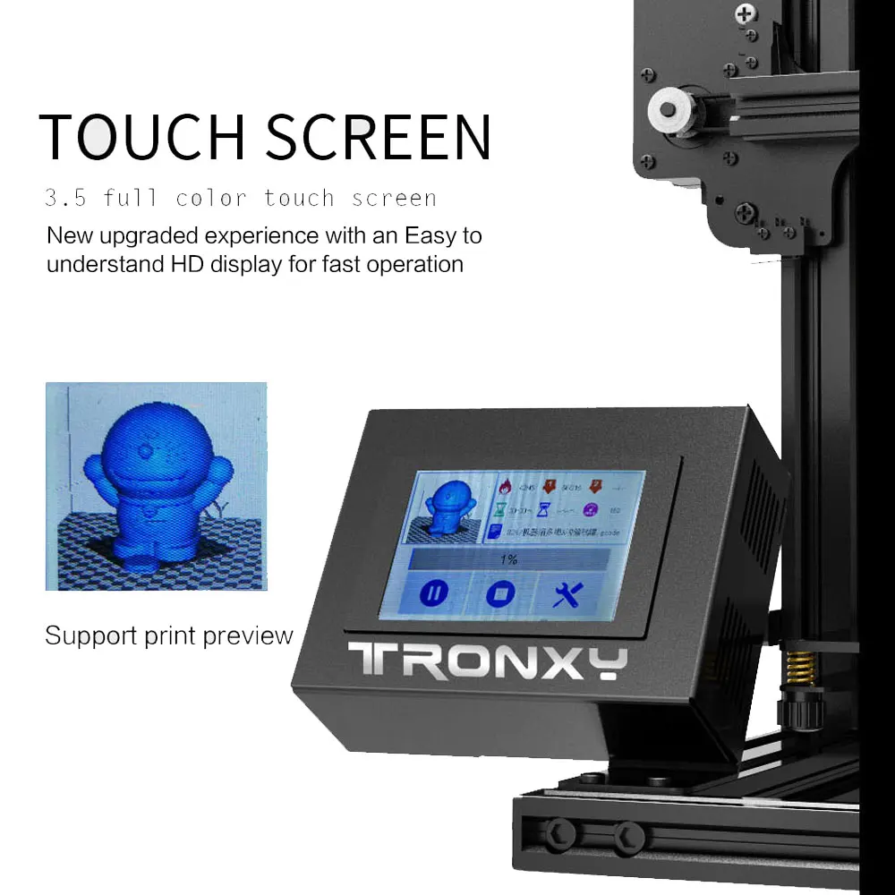 Goede Tronxy Nieuwe XY 2 3D printer Grote Print Size FDM i3 printer V slot Touchscreen Voortzetting Print Broeinest 1.75mm PLA