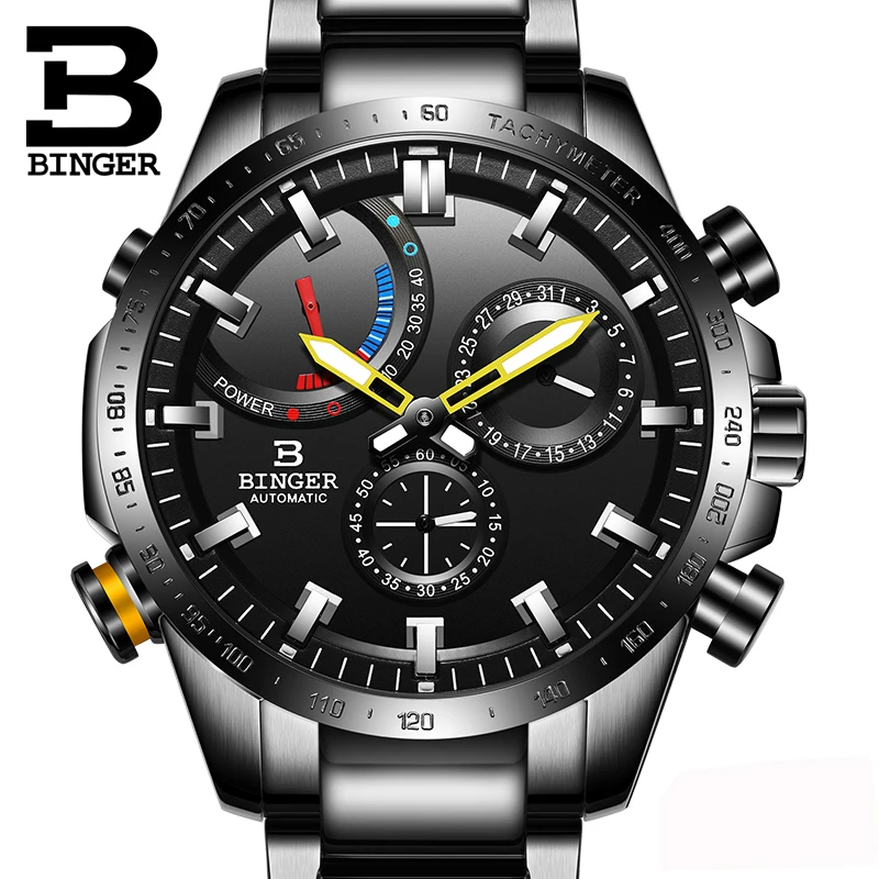 Часы мужские швейцарские Бингер люксовый бренд Мужские часы автоматические механические мужские часы сапфировые водонепроницаемые энергетический дисплей BS03-2