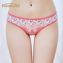 YOUREGINA Woman Underwear Women’s Cotton Briefs Solid Cute Bow Low-Rise Sexy Ladies Girls Panties Lingerie printin (1 piece)