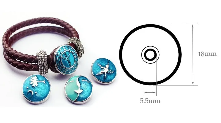 JACK88 New 20pcs/lot Mix Styles Black Decorative 18mm Glass Snaps Fit Ginger Snaps Buttons Jewelry Snaps Bracelets M932 Jewelry Findings