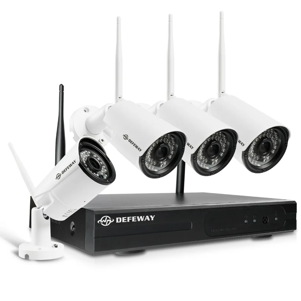 

DEFEWAY 1080P 4CH Wifi HD H.265+ Wireless Security CCTV Kits with 4PCS 2000TVL 2.0MP IP Camera Home Video Surveillance System