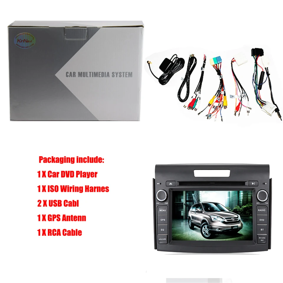 Discount KiriNavi Octa core 4G LET android 7 touch screen car dvd player for honda crv multimedia system 2012+  gps support 4K 4G 4