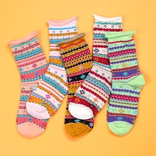 Винтажные женские носки с цветочным узором, этнические носки Харадзюку, Meias, модные эластичные удобные носки для женщин