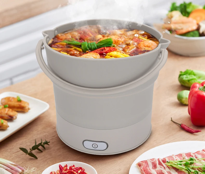 

Folding Electric Skillet Kettle Heated Food Container Heated Lunch Box Cooker Portable Hot Pot Cooking Tea EU US UK AU Plug