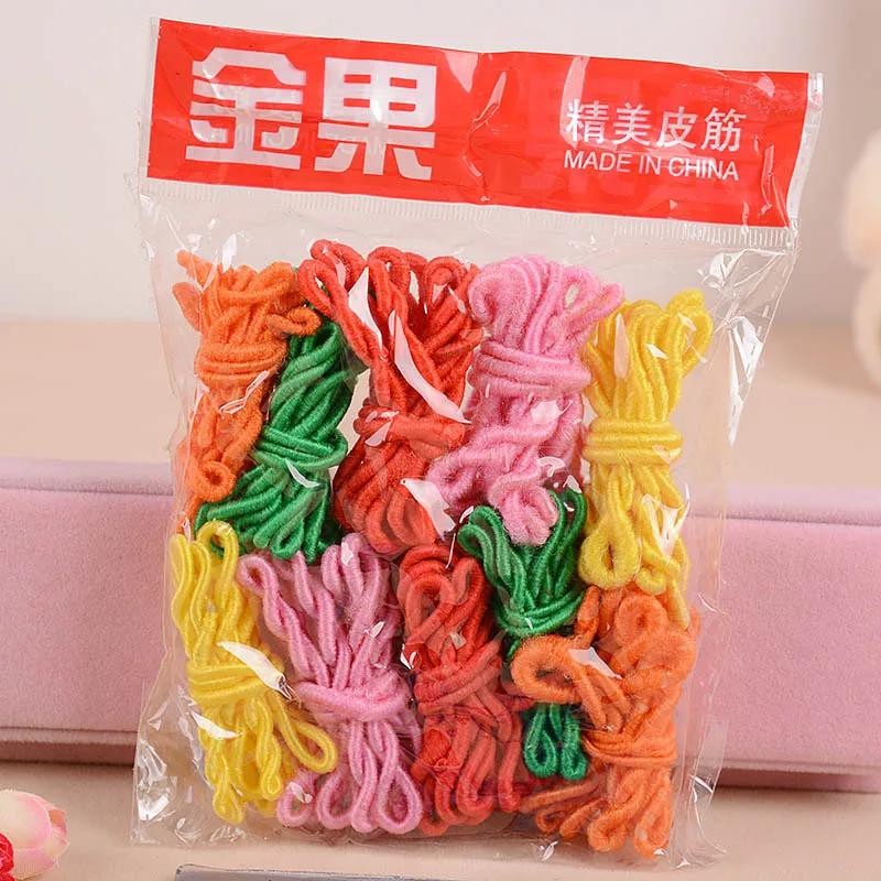 R1452 fruit color black rubber band 100 per packet scrunch hair rope