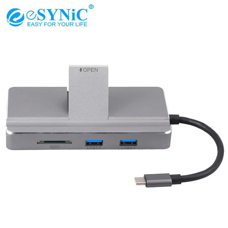 Концентратор eSYNiC 8 в 1 Type-C с портом Ethernet 4K USB C порт HDMI SD/TF картридер для Mac Pro и других
