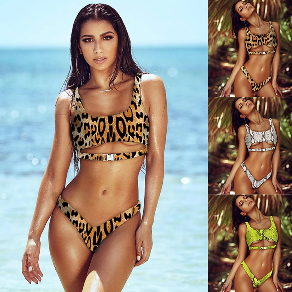 

Bikini 2019 Printed Wrapped Swimsuit Bathing Suit Women Sexy Leopard Bikini Set Maillot De Bain Femme Biquini Swimwear