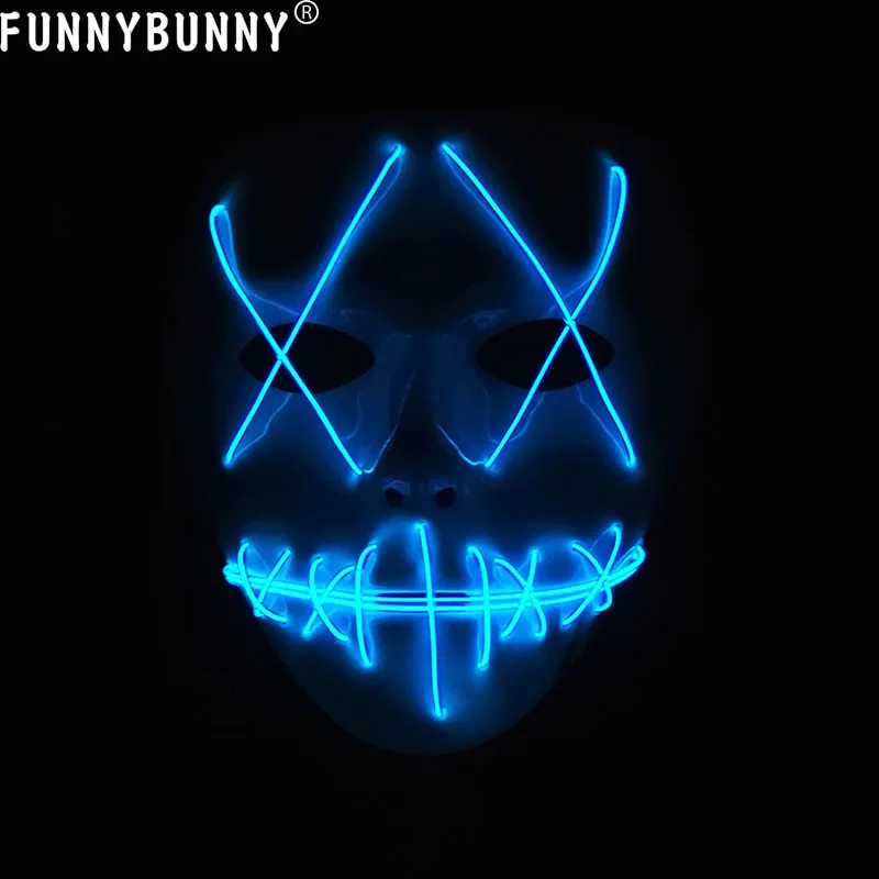 

FUNNYBUNNY Scary Mask Halloween Cosplay Led Costume Mask El Wire Light Up Mask for Festival Parties Mask Halloween Party