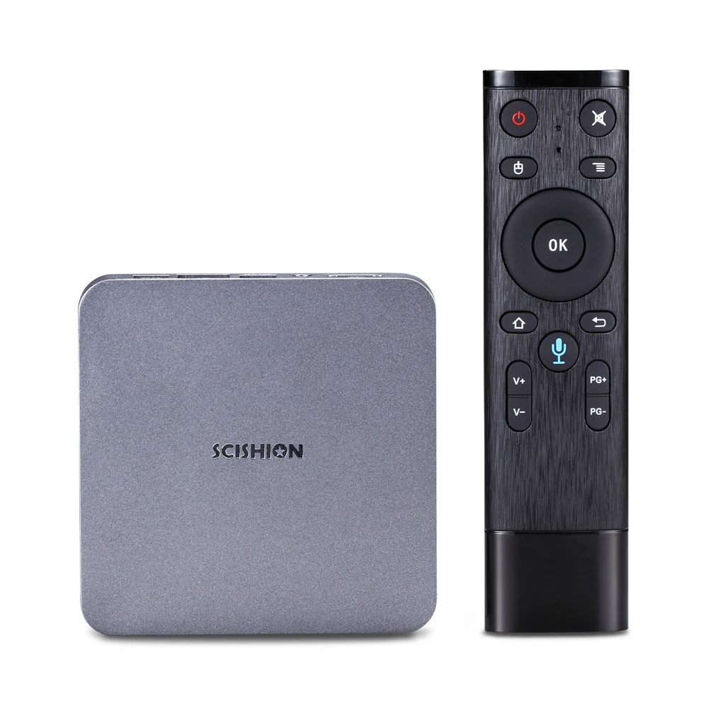 SCISHION AI ONE Android TV Box android 8.1 4GB RAM 32GB ROM WiFi BT4.0 Media Player Display Screen Voice Control H.265 4K tv box