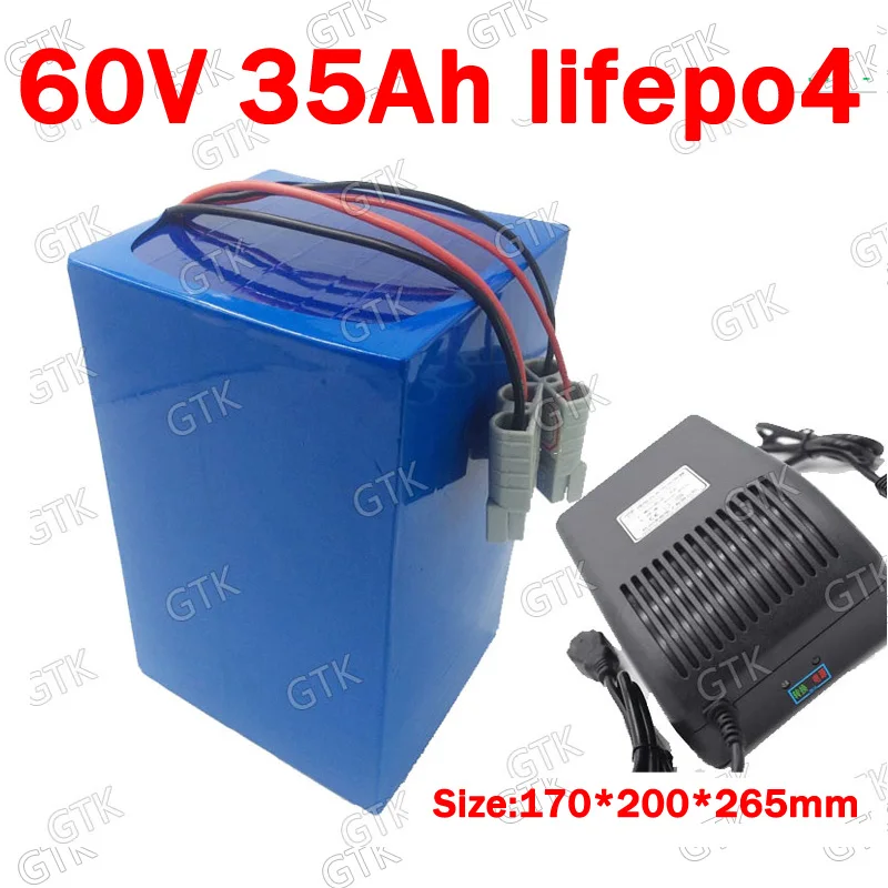 

GTK lithium 60V 35Ah lifepo4 battery with BMS deep cycle for 3000W Forklift Scooter motorcycle AGV go cart vehicle + 5A charger