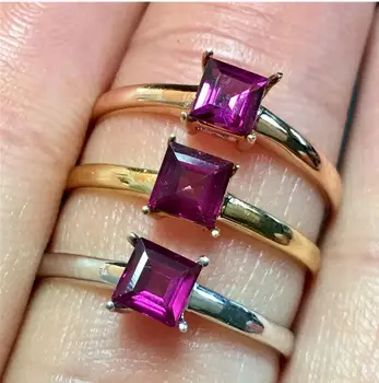 

Natural Garnet finger ring Free shipping Natural Real 18k Gold For men or women ring Gem 4mm