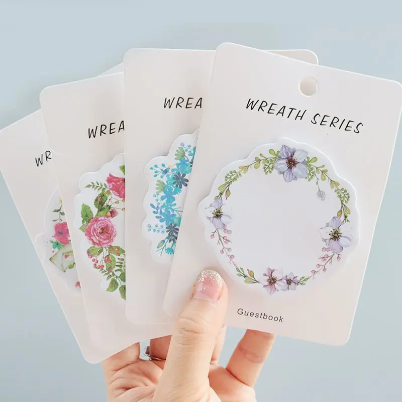 

100 pcs Fresh and Beautiful Flower Ring Notebook N times Japanese Note Paper Handbook Label Note