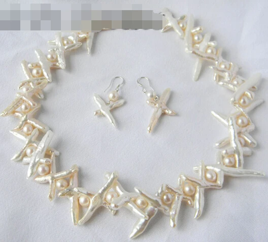 

Fast shipping + 12537 White Baroque Freshwater Pearl Earring Necklace Set hot