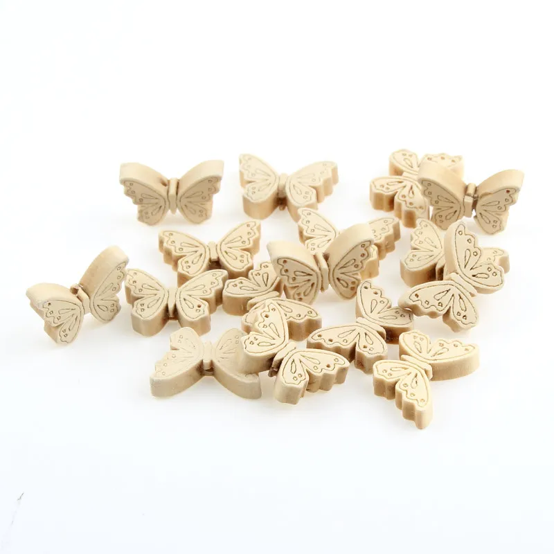 

40pcs Natural Wooden Unfinished Butterfly Spacer Beading Beads for Baby DIY Crafts Kids Toys & Pacifier Clip Wood Bead