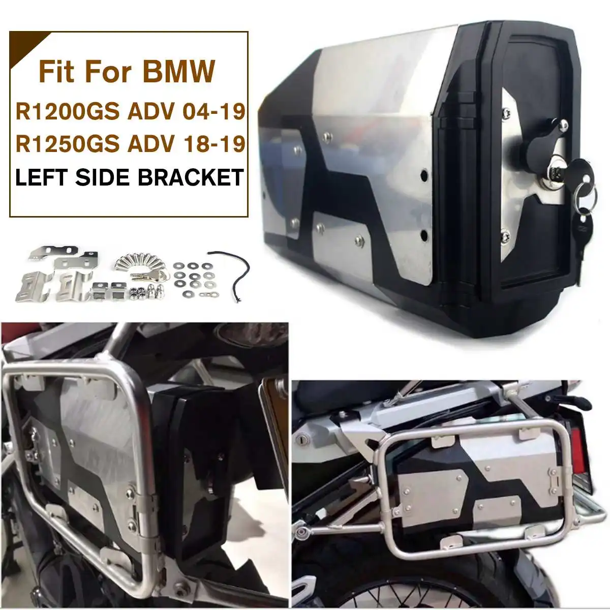 

Motorcycle Tool Box 4.2L Stainless Steel Box for BMW R1200GS LC Adventure Left Side Bracket 2004-2018 Stainless Box
