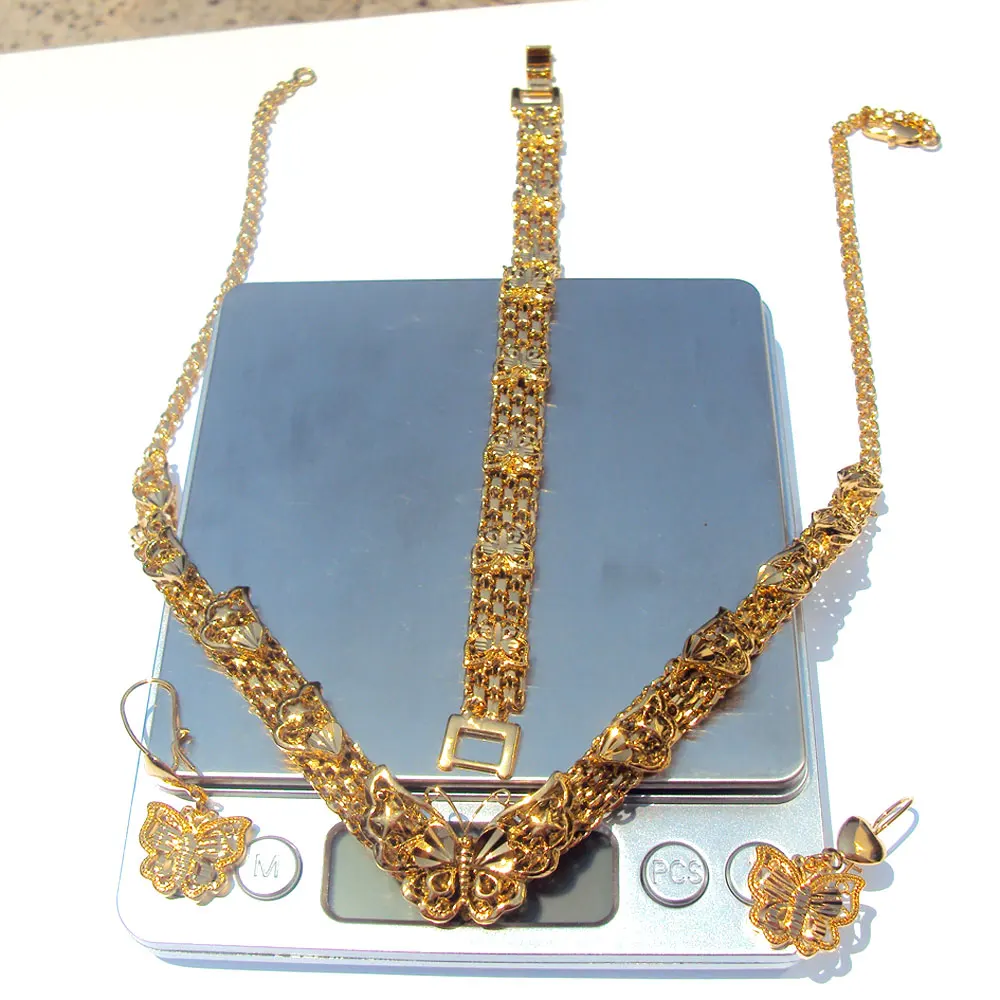 

Classics Butterfly-Link 18 k Yellow Fine Gold GF Tone Necklace, Bracelet and Earrings Set