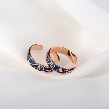

Silvology 925 Sterling Silver Original Enamel Van Gogh Starry Sky Rings Rose Gold Creative Elegant Rings For Women Men Jewelry