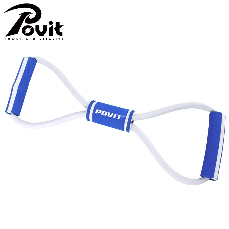 

POVIT 8 Word Chest Developer Yoga Pilates Elastic Pull Rope For Fitness Latex Resistance Band Body Building crossfit Equipment