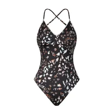 2017 Lace Floral Border One-Piece Swimsuit Bathing Suit Swimwear Beachwear