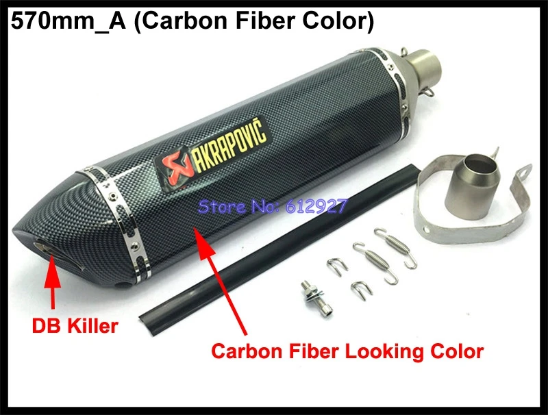 Универсальный 570 мм Глушитель для мотоцикла Akrapovic выхлопная труба для мотоцикла скутер глянцевый глушитель из углеродного волокна выхлопная труба Escape
