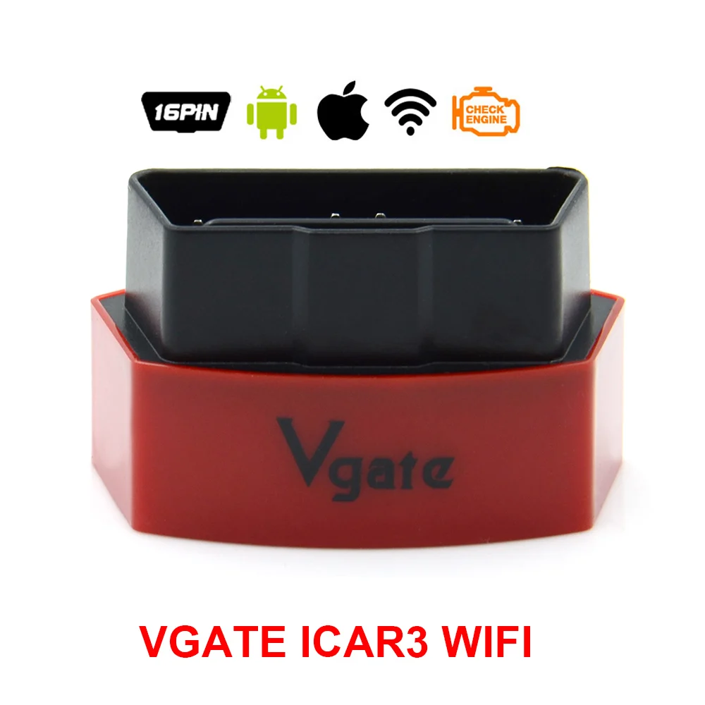 Vgate iCar3 ELM327 Bluetooth/wifi интерфейс IOS/Android Vgate Icar 3 wifi ELM 327 OBD2 OBDII автомобильный диагностический сканер - Цвет: ICAR3 Wifi Red