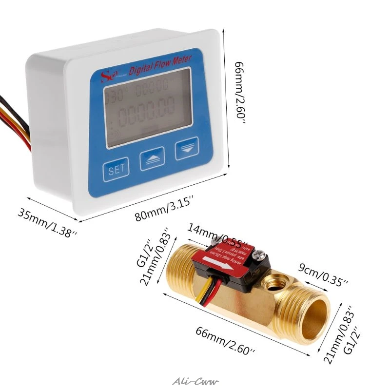 Цифровой ЖК-дисплей датчик расхода воды расходомер totameter запись времени температуры с G1/" Датчик потока