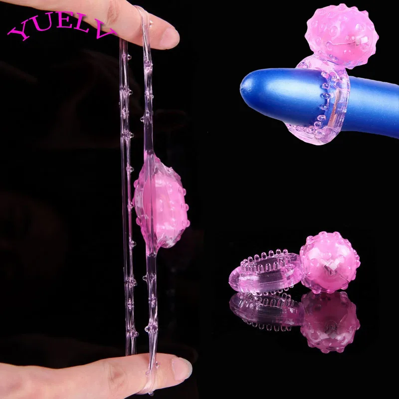 YUELV Pink Elastic Particles Vibrating Penis Rings Cute Clit Cock Ring Vibrator Stretchy Delay Penis Ring Adult Sex Toys