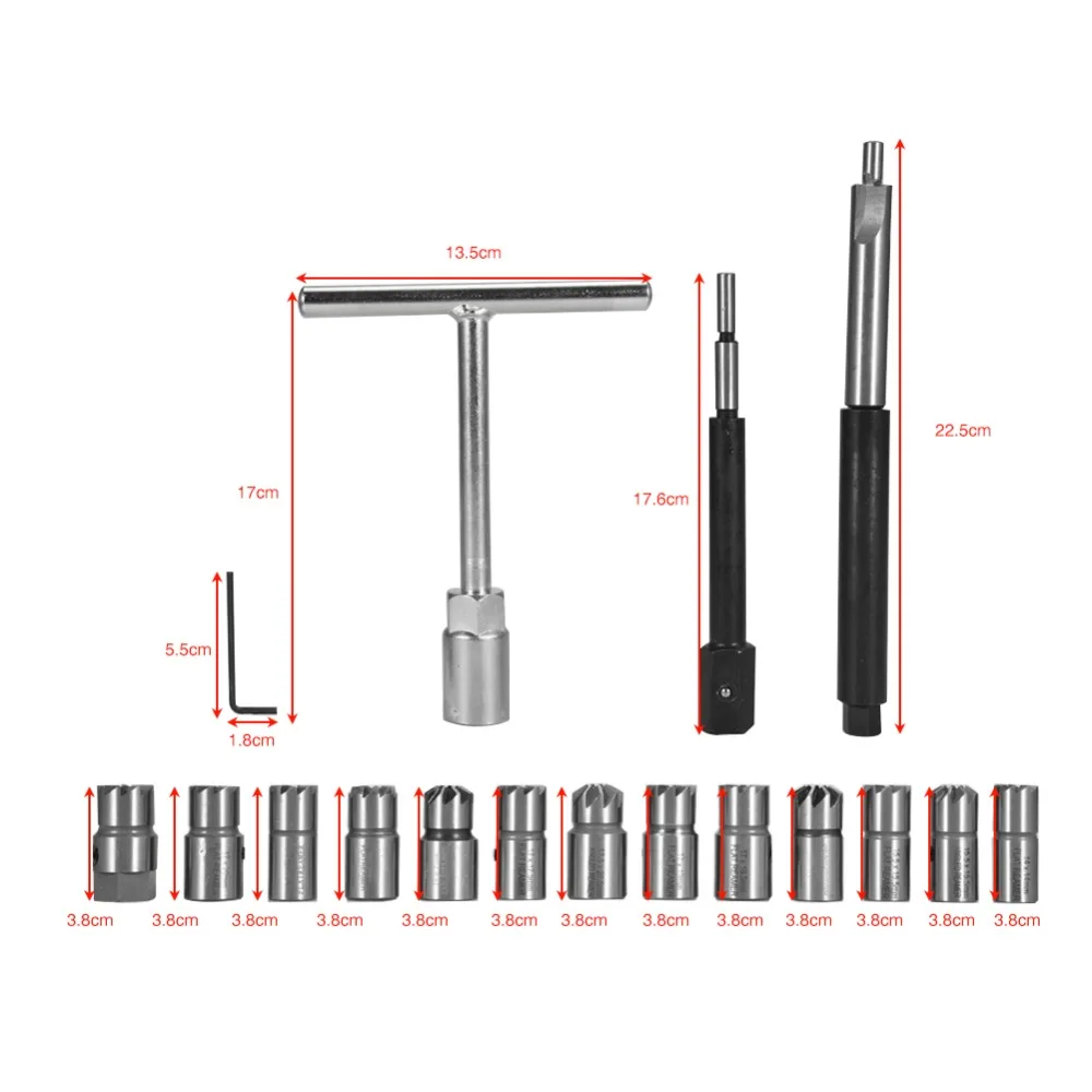 17 шт./лот дизельная Форсунка сиденье скошенная, плоская расширитель резец набор очиститель углерода для удаления универсальный автомобильный гараж пилот шестигранный набор инструментов